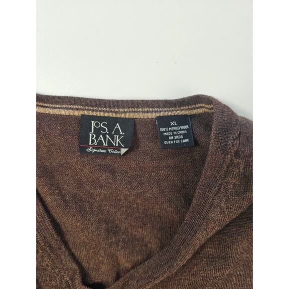 Jos A bank XL brown sleevless 100% merino wool vest Warm winter proffesional ^ - Picture 4 of 7